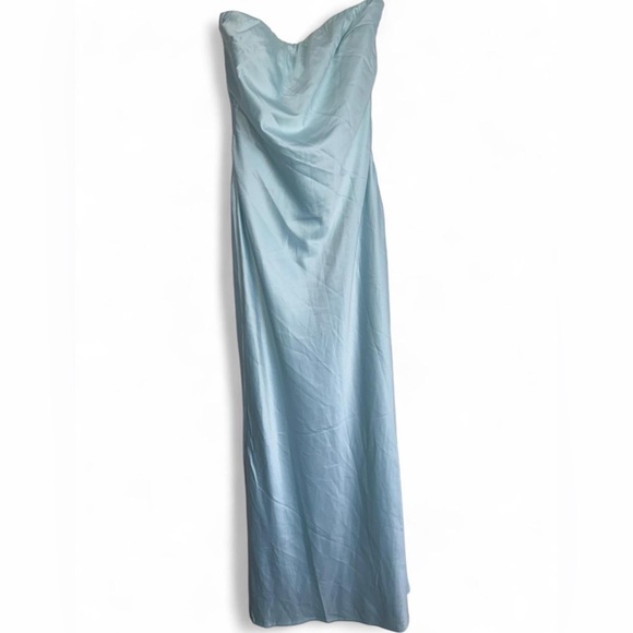 Elegant Blue Satin Evening Gown - Picture 1 of 6
